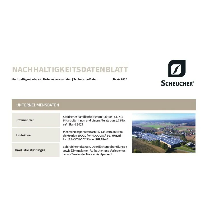 Scheucher Nachhaltigkeits Datenblatt