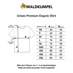 Waldkumpel Unisex Premium Bio T-Shirt Größentabelle